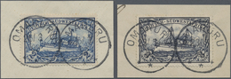 Brfst/O Deutsch-Südwestafrika: 1902, 2 M. Und 3 M., 2 Perfekte Luxus Briefstücke Je Mit Gutem Stempel OMARUR - Deutsch-Südwestafrika