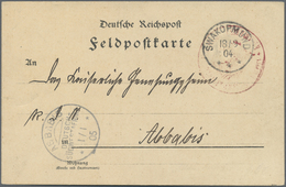 Br Deutsch-Südwestafrika - Stempel: 1905, Feldpost-Karte Mit Rotem Adler-Militärstempel Und K1 "SWAKOPM - Duits-Zuidwest-Afrika