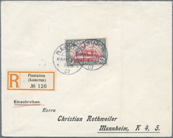 Br Deutsche Kolonien - Kamerun: 1907, 5 M. Kaiseryacht Ohne Wz., Als EF Auf R-Brief Mit Stempel "PLANTA - Cameroun
