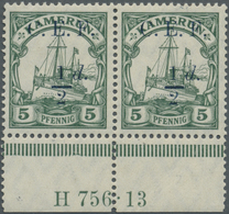 ** Deutsche Kolonien - Kamerun - Britische Besetzung: 1915, 1/2 D. Auf 5 Pfg. Kaiseryacht, Waagerechtes - Kamerun