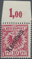 ** Deutsche Kolonien - Karolinen: 1900, 10 Pfg. Steiler Aufdruck Lilarot (hellzinober Quarzend), Farbfr - Isole Caroline