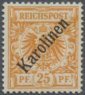 * Deutsche Kolonien - Karolinen: 1899, 25 Pfg., Diagonaler Aufdruck, Falzspur, Sign. Thier U. Rohr, Mi - Carolinen