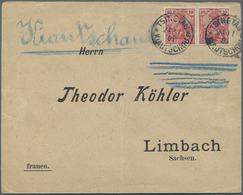 Br/ Deutsche Kolonien - Kiautschou - Mitläufer: 1901-1906, Brief Mit Paar 10 Pf Germania Reichspost Von - Kiautchou