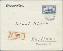 Br Deutsche Kolonien - Kiautschou: 1907, 1 M. Kaiseryacht Luxusstück Auf R-Brief Ab TSINGTAU Nach Berli - Kiautchou