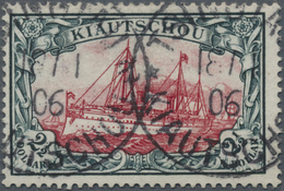 O Deutsche Kolonien - Kiautschou: 1906. 2½ $ Schiffstype, 26:17 Zähnungslöcher, Gestempelt "Tsingtau 1 - Kiaochow