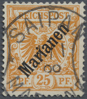 O Deutsche Kolonien - Marianen: 1899, 25. Pfg. Orange, Diagonaler Aufdruck, Farbfrisches Exemplar In E - Isole Marianne