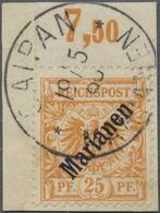 Brfst Deutsche Kolonien - Marianen: 1900. 25 Pf Krone/Adler Aufdruck "Marianen", Gestempelt "SAIPAN 19/5 ° - Marianen