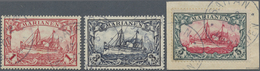 Brfst/O Deutsche Kolonien - Marianen: 1901. Schiffstype 5 Mark Auf Briefstück, Signiert Pfenninger, Dazu 3 M - Isole Marianne