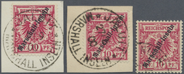 Brfst/O Deutsche Kolonien - Marshall-Inseln: 1897, 10 Pfg. Lilarot, Drei Werte Je Entwertet "JALUIT MARSHALL - Marshalleilanden