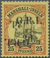 * Deutsche Kolonien - Marshall-Inseln - Britische Besetzung: 1914, 3 D. Auf 25 Pfg., Aufdrucktype I, A - Marshalleilanden