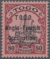 * Deutsche Kolonien - Togo - Britische Besetzung: 1914. 80 Pfg., Individual Setting, 3 Mm, Abart: Enge - Togo