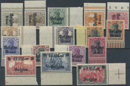 * Deutsche Besetzung I. WK: Landespost In Belgien: 1914/1918, 10 - 25 Xx Unsignierter Luxusrandsatz, D - Bezetting 1914-18