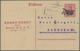 GA Deutsche Besetzung I. WK: Postgebiet Ober. Ost: 1918, 10 Pf Aufdruck-Ganzsachenkarte Mit Ra3-Überwac - Occupation 1914-18