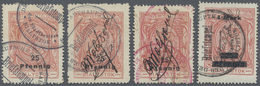 O Deutsche Besetzung I. WK: Postgebiet Ober. Ost - Bialystok: 1916, Quittungsmarken Mit Aufdruck, Vier - Occupazione 1914 – 18