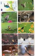 JAPON  LOT 10 CARTES DE TRANSPORT OISEAUX - Sperlingsvögel & Singvögel