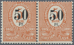 ** Deutsche Abstimmungsgebiete: Oberschlesien: 1920: 50 Pfg Auf 5 Mk Orange Im Waagerechten Typenpaar I - Autres & Non Classés