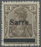 ** Deutsche Abstimmungsgebiete: Saargebiet: 1920, Germania 3 Pf. Dunkelockerbraun Mit Aufdruck 'Sarre', - Other & Unclassified
