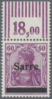 ** Deutsche Abstimmungsgebiete: Saargebiet: 1920, 60 Pfg. Rotlila Mit Aufdruck -Type I, Postfrisches Ob - Sonstige & Ohne Zuordnung