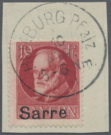 Brfst Deutsche Abstimmungsgebiete: Saargebiet: 1920, Freimarke 10 Pf Bayern Mit Verschobenem Sarre-Aufdruc - Altri & Non Classificati