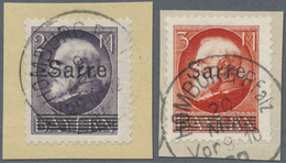 Brfst Deutsche Abstimmungsgebiete: Saargebiet: 1920, Zwei Luxus Briefstücke Mit Glasklarem Stempel, Gepr. - Autres & Non Classés