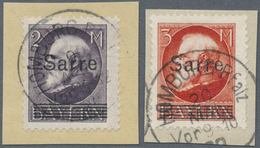 Brfst Deutsche Abstimmungsgebiete: Saargebiet: 1920, Zwei Luxus Briefstücke Mit Glasklarem Stempel, Gepr. - Andere & Zonder Classificatie