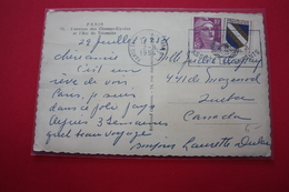 1954 Tarif 12FF Dont Gandon Et Blason Sur Carte Postale Pour Le Canada - Posttarife