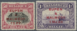 * Belgische Besetzung - Eupen Und Malmedy: 1920, Freimarken Von Belgien Mit Aufdruck "Eupen & Malmedy" - OC38/54 Belgian Occupation In Germany