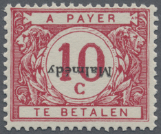 ** Belgische Besetzung - Malmedy-Portomarken: 1920, Portomarke 10 C Rot Mit KOPFSTEHENDEM AUFDRUCK "MAL - OC38/54 Occupation Belge En Allemagne