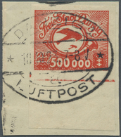 TO Danzig: 1923, 500 000 M. Flugpost UNGEZÄHNT Mit Unterrand Auf Briefstück, Entwertet "DANZIG 1 * * LU - Sonstige & Ohne Zuordnung