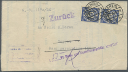 Br Danzig - Dienstmarken: 1926, 35 Pfg. Dienstmarke Im Senkrechten Paar Auf Zustellung Von Danzig Nach - Autres & Non Classés