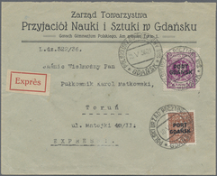 Br Danzig - Polnische Post (Port Gdansk): 1936, 25 Gr Mittelbraunrot Und 50 Gr Dkl'lilapurpur, MiF Auf - Autres & Non Classés