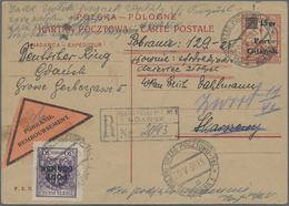 GA Danzig - Polnische Post (Port Gdansk): 1935, 15 Gr. A. 20 Gr Rot Ganzsachenkarte Mit Zfr 30 Gr Viole - Autres & Non Classés