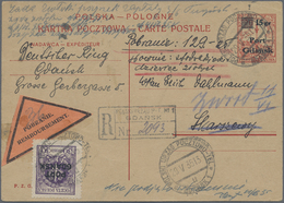 GA Danzig - Polnische Post (Port Gdansk): 1935, 15 Gr. A. 20 Gr Rot Ganzsachenkarte Mit Zfr 30 Gr Viole - Altri & Non Classificati