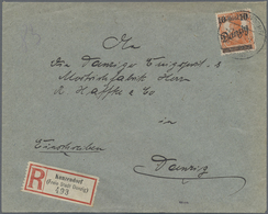 Br Danzig - Stempel: 1922, 10 M A. 7 1/2 Pf Orange, Portogerechte EF Auf Einschreibebrief Von KUNZENDOR - Other & Unclassified