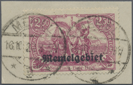 Brfst Memel: 1920, 2.50 M. Nord Und Süd Dunkelbraunlila, Gestempelt Auf Briefstück, Einwandfreie Qualität, - Memelgebiet 1923