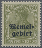 ** Memel: 1920, 60 Pfg. Germania, Hellbraunoliv, Senkrecht Geriffelte Gummierung, Postfrisch, Gepr. Und - Memel (Klaipeda) 1923