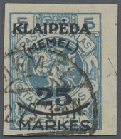 O Memel: 1923, Freimarke 25 Markes Auf 5 C, Ungezähnter Probedruck Auf Gering Dünnerem, Durchscheinend - Memel (Klaipeda) 1923