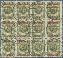 O Memel: 1923, Freimarke 2 CENTU Im Luxuszwölferblock Mit 12x Deutscher Stempel WISCHWILL, Dabei 3 Waa - Memel (Klaïpeda) 1923