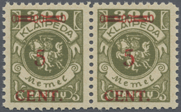 ** Memel: 1923, 5 C. Auf 300 M. Aufdruck "CENT.", Postfr. Im Waagerechten Typenpaar II/I E, Tadellos, F - Memel (Klaïpeda) 1923