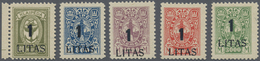 ** Memel: 1923, 1 L. Auf 600 M. Bis 1 L. Auf 3000 M., Angliederung An Litauen, Aufdruckfehler "enger Ab - Memel (Klaipeda) 1923