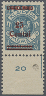 ** Memel: 1923, 25 C. Auf 1000 M. Grünlichblau, Type V, Einwandfrei Postfr. Unterrandstück (Rand Gefalt - Memelland 1923