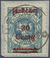 Brfst Memel: 1923, 30 C. Auf 1000 Mark Grünlichblau, Gut Zentriert Und Gezähnt, Sauber Gestempelt Auf Klei - Memelgebiet 1923