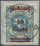 Brfst Memel: 1923, 30 C. Auf 1000 Mark Grünlichblau, Gut Zentriert Und Gezähnt, Sauber Gestempelt Auf Klei - Memelland 1923