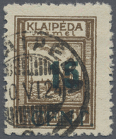 O Memel: 1923, 15 C. Auf 50 M., Grüner Aufdruck, Type IV = Ohne Annulierungsstriche Und Größerem Absta - Memelgebiet 1923