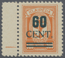 ** Memel: 1923, 60 C. Auf 500 M. Orange, Postfr. Tadellos, Gepr. Dr. Petersen BPP. - Memelgebiet 1923