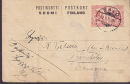 Finland Postal Stationery Ganzsache Entier 10 Neben 10 P Wappenlöwe SALO 1920 FJERRITSLEV Denmark (2 Scans) - Enteros Postales