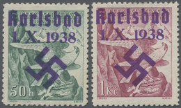 * Sudetenland - Karlsbad: 1938, Sokol-Winterspiele, 50 H. Und 2 Kr., Mit Handstempelaufdruck "Karlsbad - Sudetenland