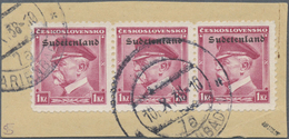 Brfst Sudetenland - Konstantinsbad: 1938, Freimarke 1 Krone Mit Aufdruck "Sudetenland", Waagerechter Dreie - Sudetenland