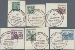 Brfst/Br Sudetenland - Maffersdorf: 1938, Mi.Nr. 14, 29, 31-34, 6 Werte Auf Briefstück Sowie Nr. 23 Auf AK (G - Région Des Sudètes