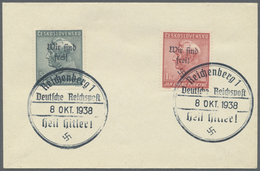 Brfst Sudetenland - Reichenberg: 1938, 50 H. Und 1 Kc. Purkyne Je Mit Stempel "Reichenberg 8.OKT.1938" Auf - Sudetenland